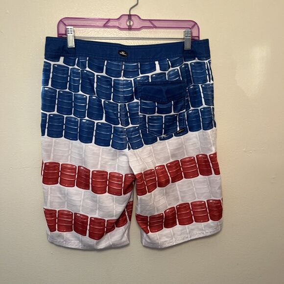 O’NEILL Men’s Keg Leg Patriotic 20” Boardshorts Swim Surf, White/Red/Blue-30” - Picture 5 of 7